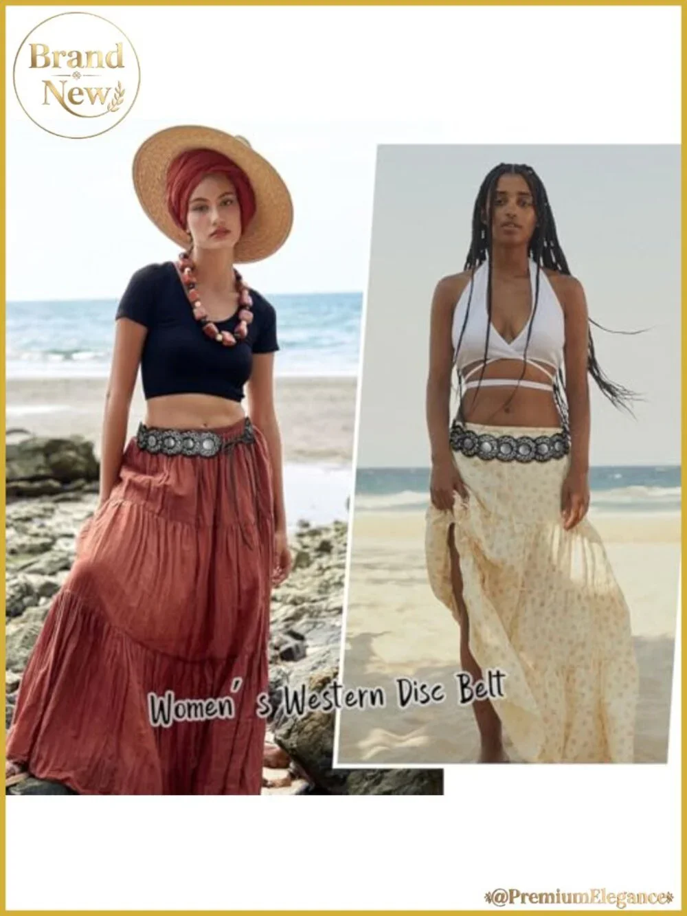 Western Disc Belt Cotton Rope Faux Leather Tie Closure Boho